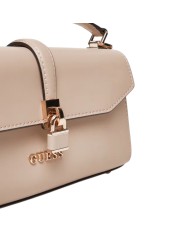 Borsetta Guess Donna Queensland Con Tracolla Guess Logo Leather Off White Taupe