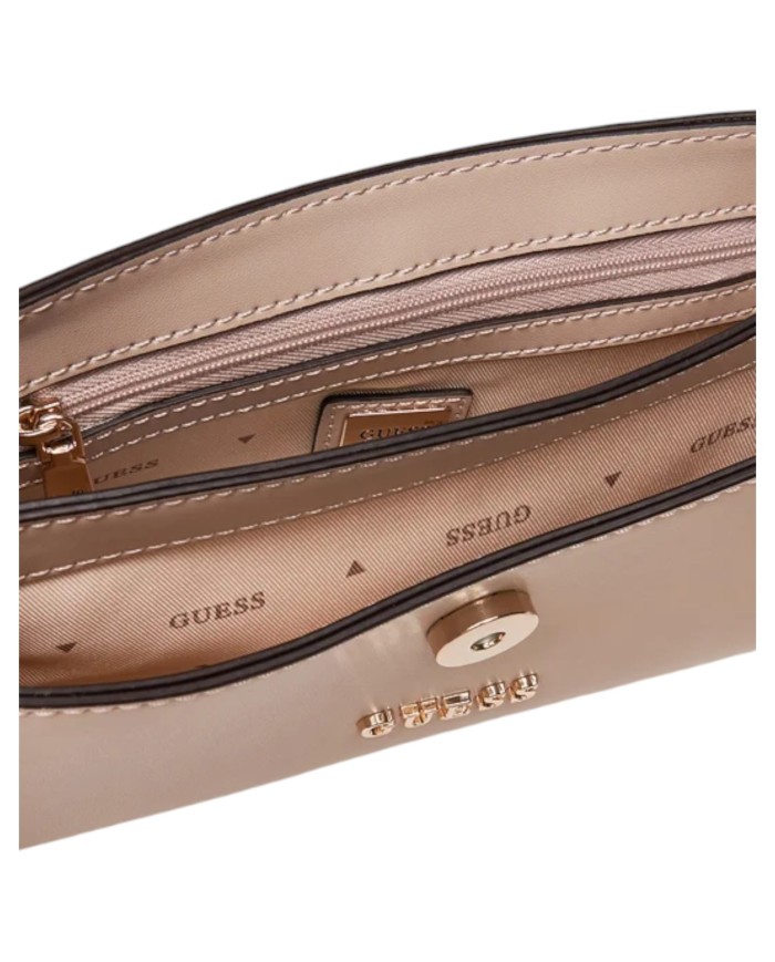 Borsetta Guess Donna Queensland Con Tracolla Guess Logo Leather Off White Taupe