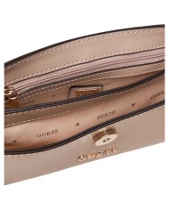 Borsetta Guess Donna Queensland Con Tracolla Guess Logo Leather Off White Taupe