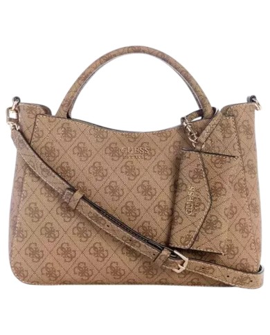 Borsetta Guess Donna Brenton Con Tracolla 4G Logo Leather Latte