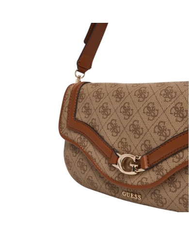 Borsetta Guess Donna Dea Con Tracolla 4G Logo Leather Latte Beige