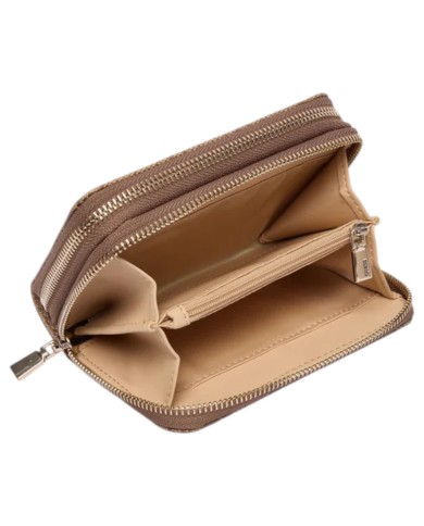 Portafoglio Guess Donna Laurel II Slg Medium Double Zip Around 4G Logo Latte Beige