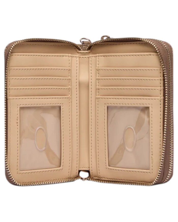 Portafoglio Guess Donna Laurel II Slg Medium Double Zip Around 4G Logo Latte Beige