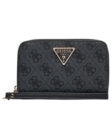 Portafoglio Guess Donna Laurel II Slg Medium Double Zip Around 4G Logo Coal Black