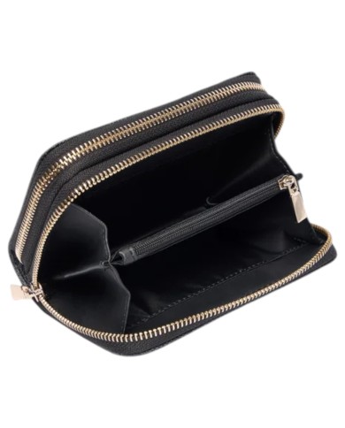 Portafoglio Guess Donna Laurel II Slg Medium Double Zip Around 4G Logo Coal Black