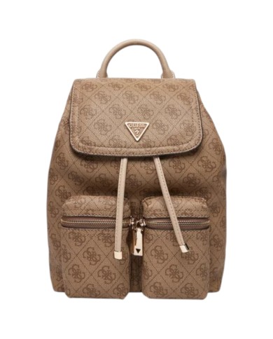 Zaino Guess Donna Manhattan II 4G Logo Double Pockets Leather Latte