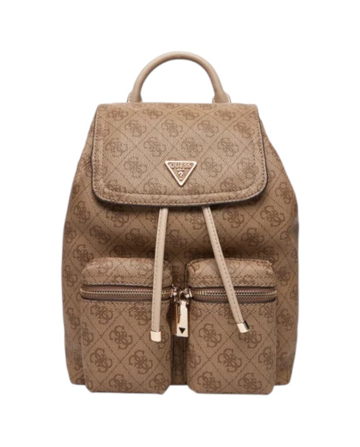 Zaino Guess Donna Manhattan II 4G Logo Double Pockets Leather Latte