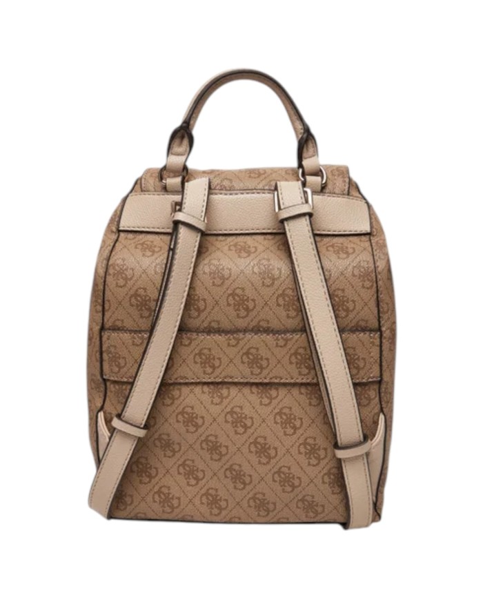 Zaino Guess Donna Manhattan II 4G Logo Double Pockets Leather Latte