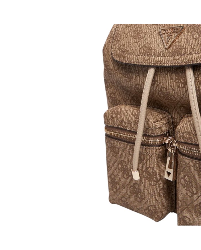 Zaino Guess Donna Manhattan II 4G Logo Double Pockets Leather Latte