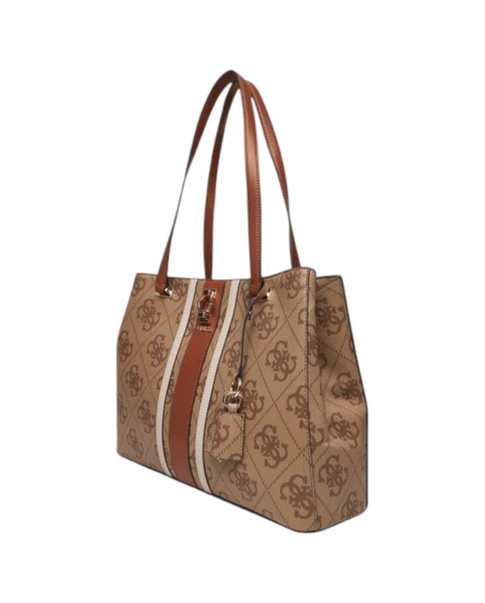 Shopper Guess Donna Erenia 4G Logo Leather Latte