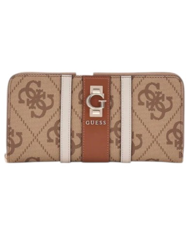 Portafoglio Guess Donna Erenia Slg Large Zip Around G Logo Latte Beige