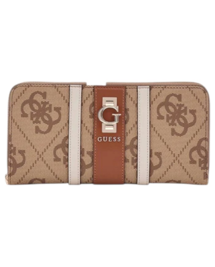 Portafoglio Guess Donna Erenia Slg Large Zip Around G Logo Latte Beige