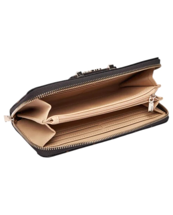 Portafoglio Guess Donna Silia Slg Large Zip Around 4G Logo Peony Brown