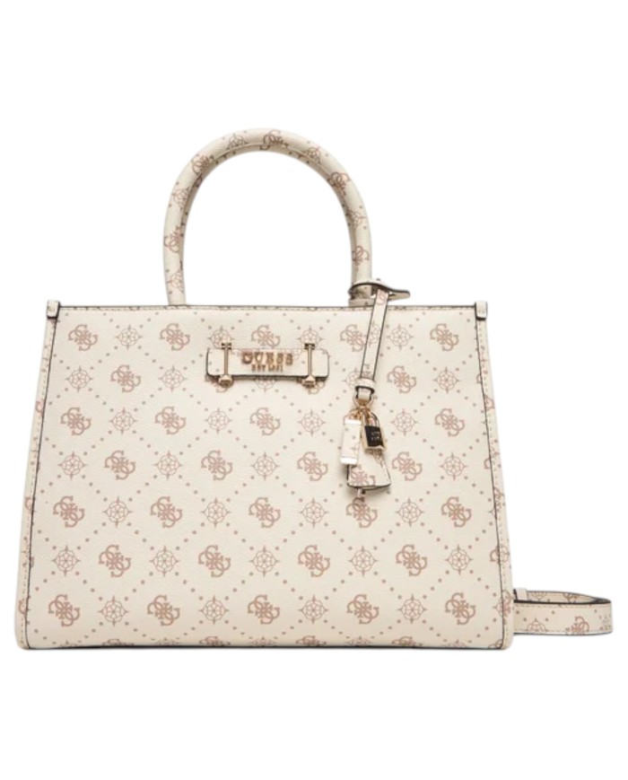 Borsa Guess Donna Silia Con Tracolla 4G Logo Peony Leather Vanilla Off White