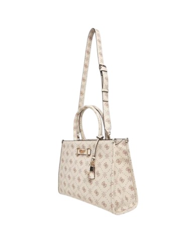 Borsa Guess Donna Silia Con Tracolla 4G Logo Peony Leather Vanilla Off White