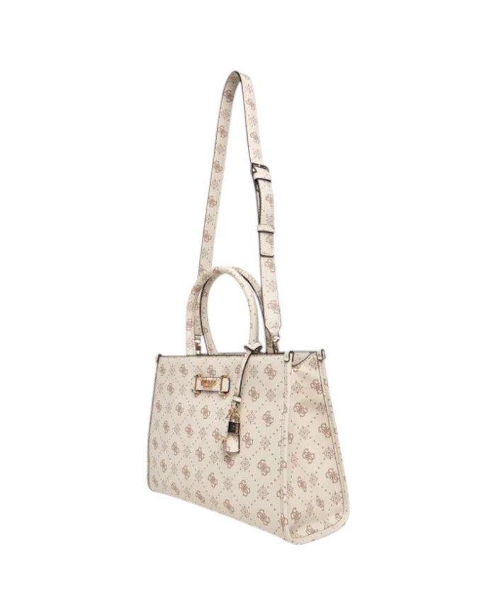 Borsa Guess Donna Silia Con Tracolla 4G Logo Peony Leather Vanilla Off White