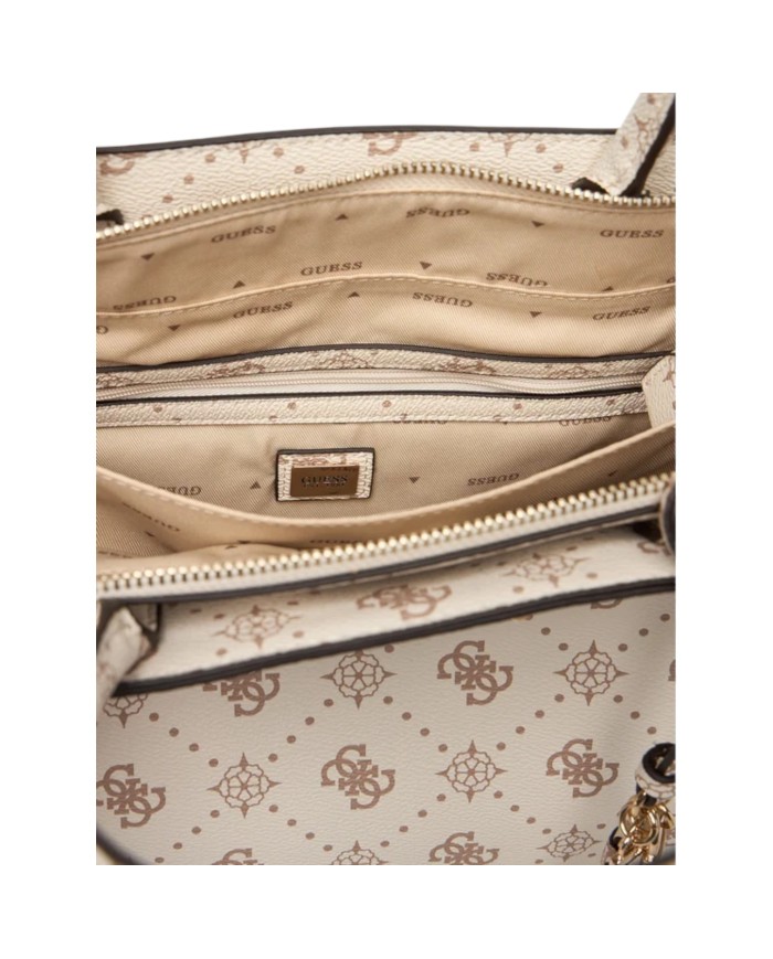 Borsa Guess Donna Silia Con Tracolla 4G Logo Peony Leather Vanilla Off White