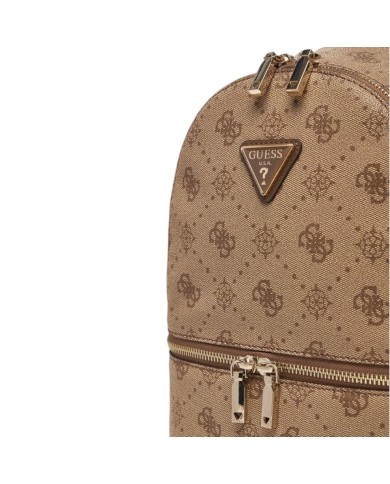 Zaino Guess Donna Silia Travel 4G Logo Peony Leather Latte Beige