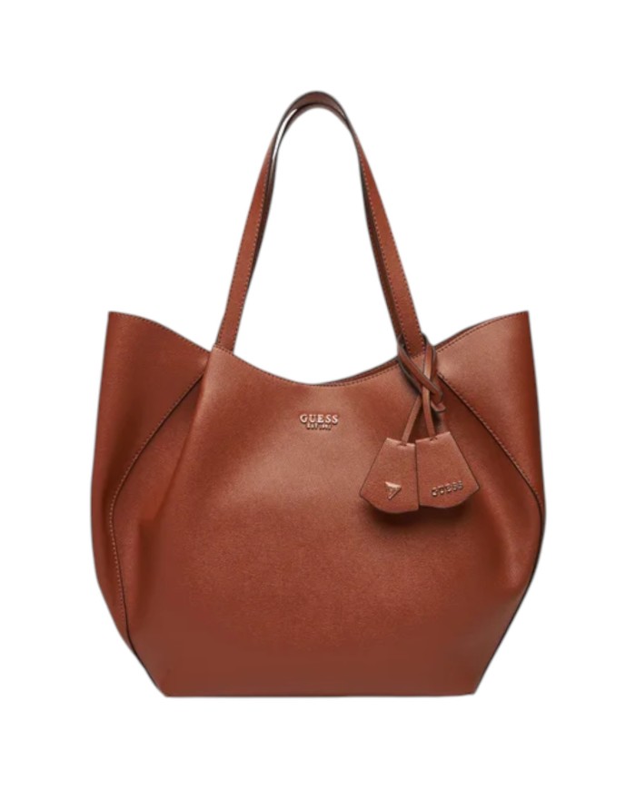 Shopper Guess Donna Amorette Guess Logo Leather Cognac