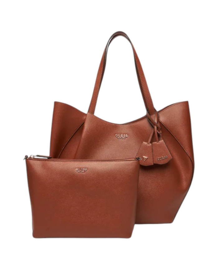 Shopper Guess Donna Amorette Guess Logo Leather Cognac