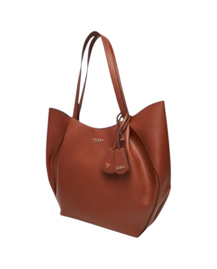 Shopper Guess Donna Amorette Guess Logo Leather Cognac