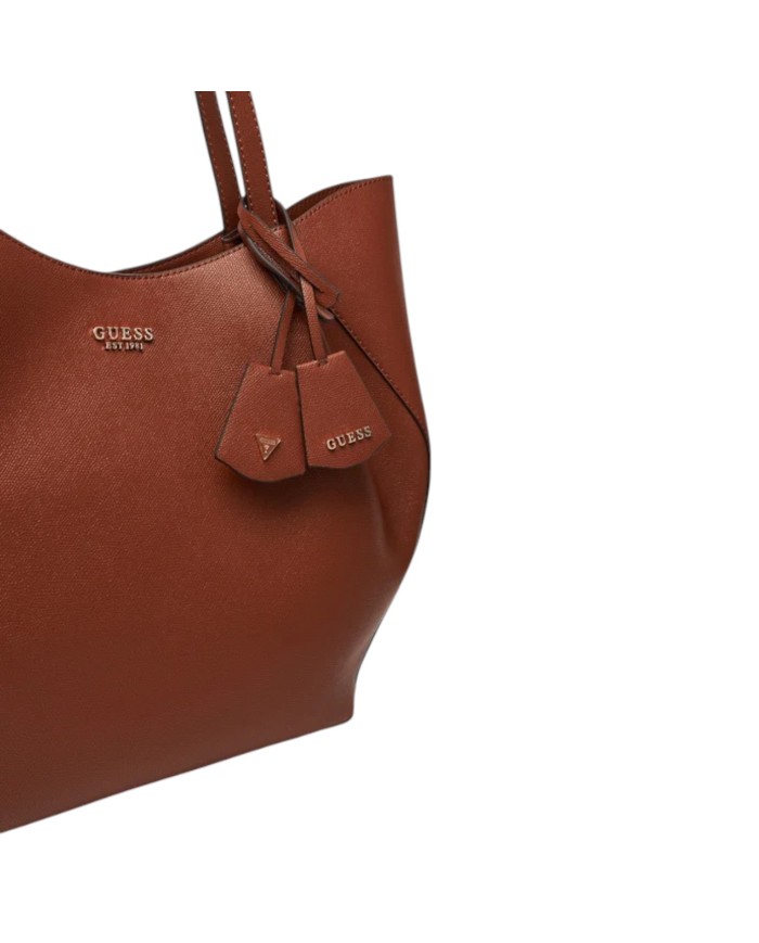 Shopper Guess Donna Amorette Guess Logo Leather Cognac