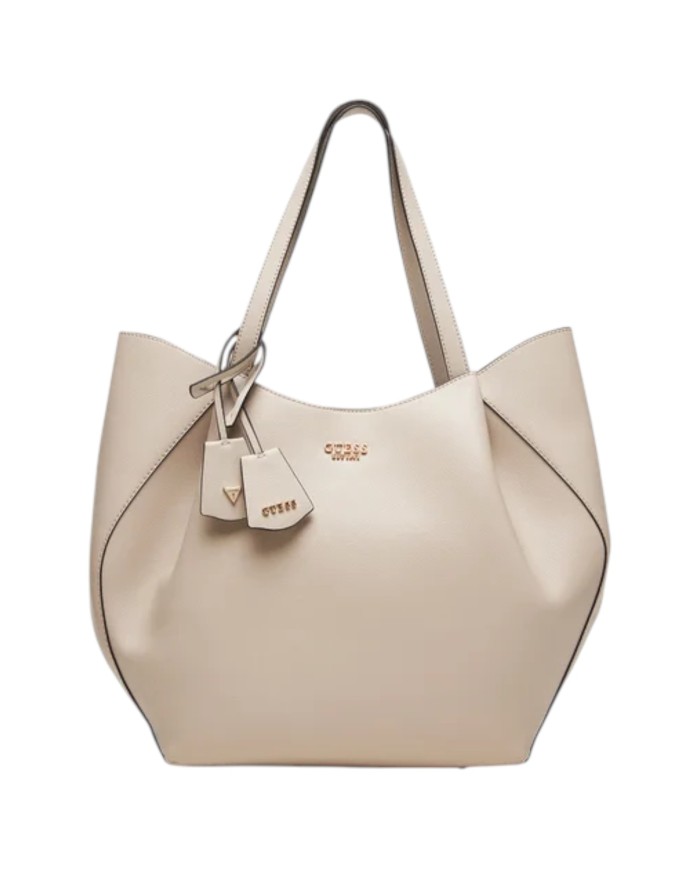 Shopper Guess Donna Amorette Guess Logo Leather Light Taupe