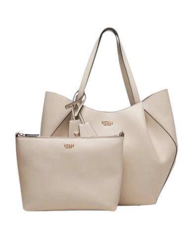 Shopper Guess Donna Amorette Guess Logo Leather Light Taupe