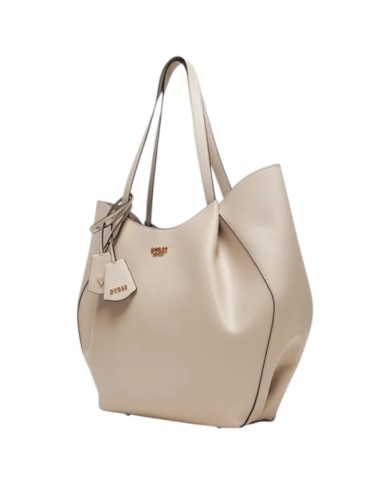 Shopper Guess Donna Amorette Guess Logo Leather Light Taupe