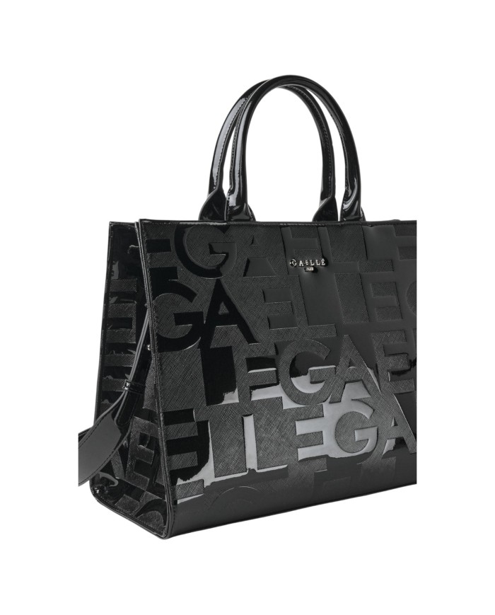 Borsa Gaelle Donna Maxi Shopper Lettering In Vernice Nero