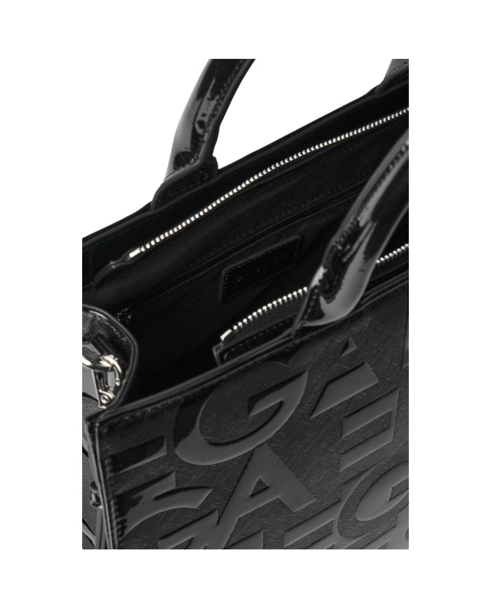 Borsa Gaelle Donna Maxi Shopper Lettering In Vernice Nero