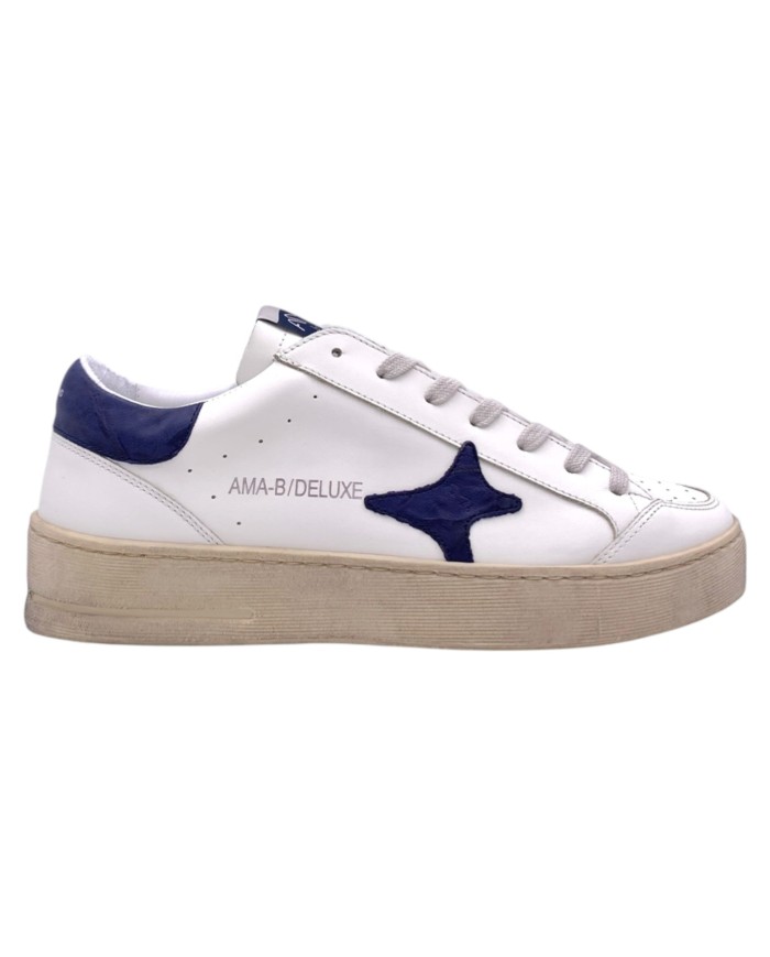 Sneakers Ama Brand Uomo Slam Ama B Deluxe Leather White Blu