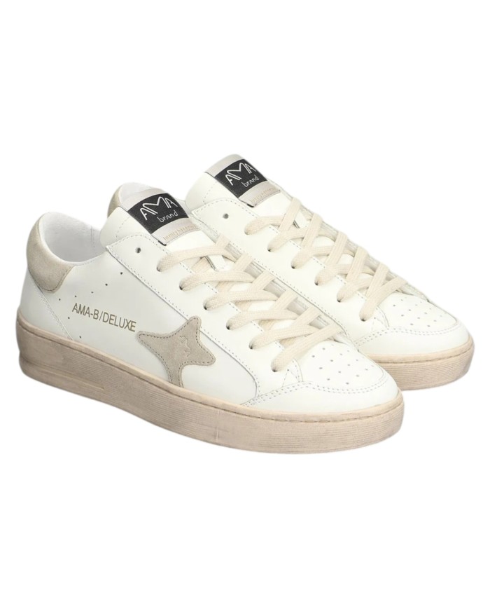 Sneakers Ama Brand Uomo Slam Ama B Deluxe Leather White Beige