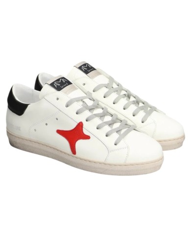 Sneakers Ama Brand Uomo SNK Ama B Deluxe Leather White Black Red