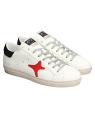 Sneakers Ama Brand Uomo SNK Ama B Deluxe Leather White Black Red
