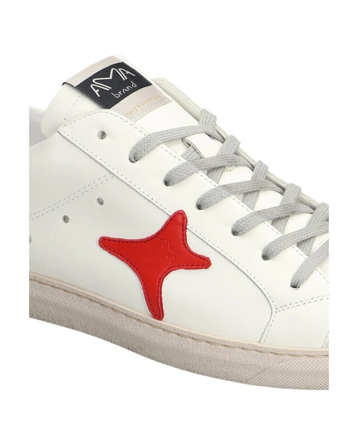 Sneakers Ama Brand Uomo SNK Ama B Deluxe Leather White Black Red