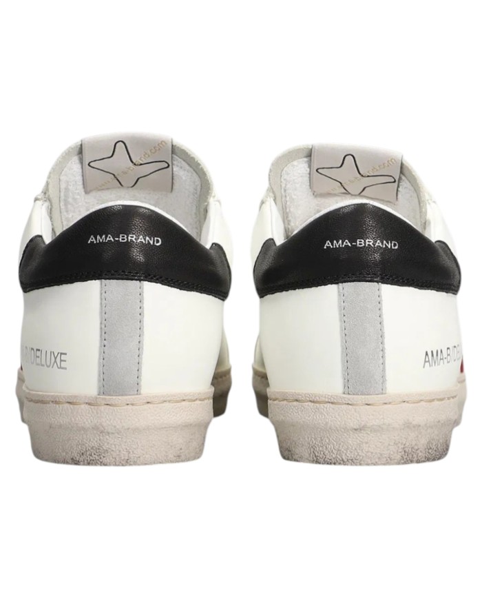 Sneakers Ama Brand Uomo SNK Ama B Deluxe Leather White Black Red