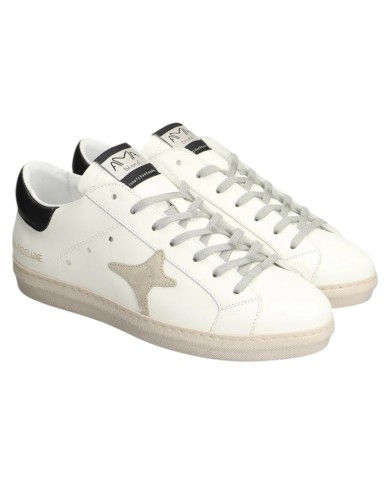 Sneakers Ama Brand Uomo SNK Ama B Deluxe Leather White Taupe Black