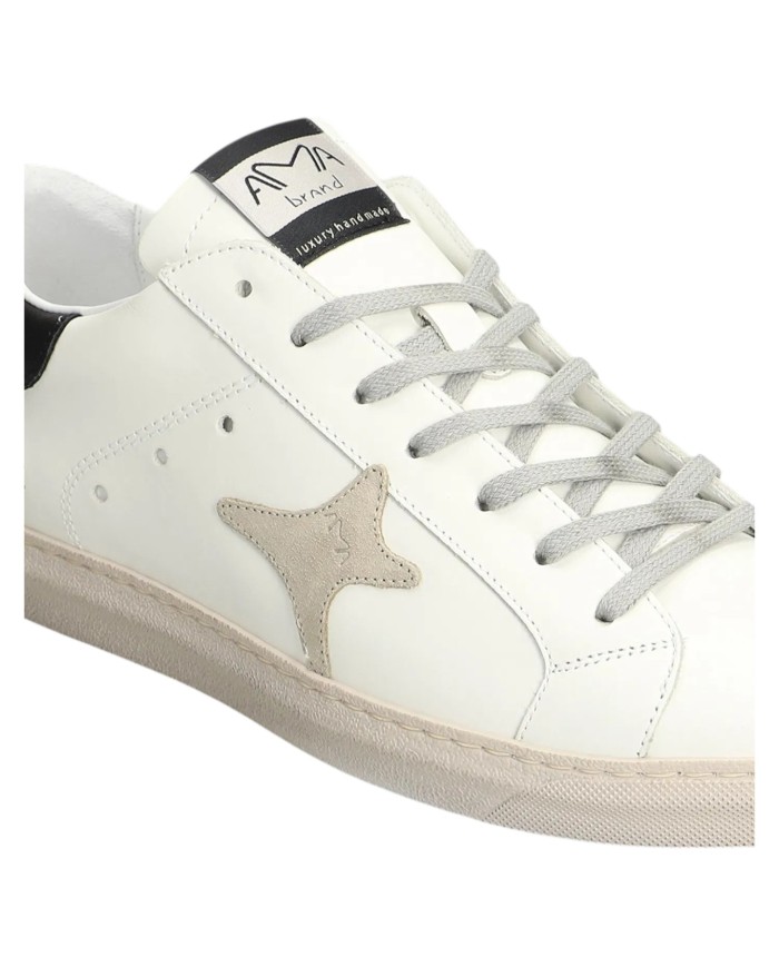 Sneakers Ama Brand Uomo SNK Ama B Deluxe Leather White Taupe Black