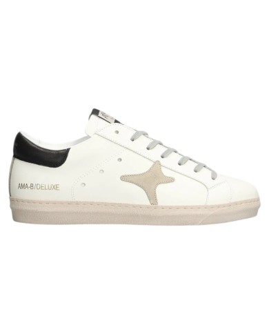 Sneakers Ama Brand Uomo SNK Ama B Deluxe Leather White Taupe Black