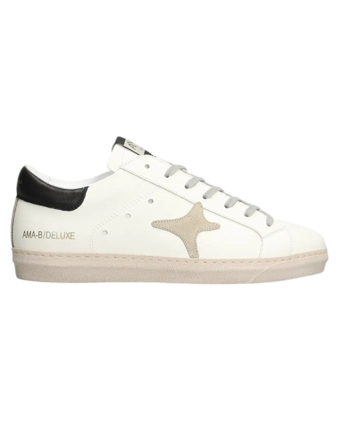 Sneakers Ama Brand Uomo SNK Ama B Deluxe Leather White Taupe Black