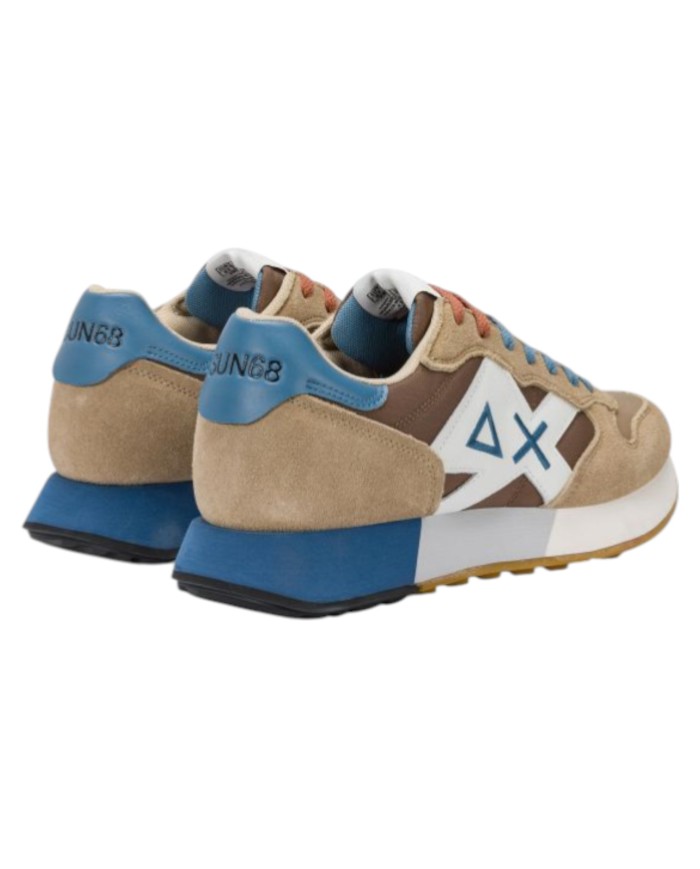 Sneakers Sun 68 Uomo Jaki 2.0 Bicolor Δ X Leather Suede Nylon Beige Volpe