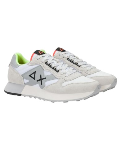 Sneakers Sun 68 Uomo Jaki 2.0 Fluo Δ X Leather Suede Nylon Bianco