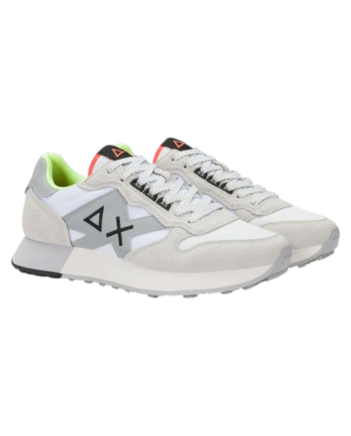 Sneakers Sun 68 Uomo Jaki 2.0 Fluo Δ X Leather Suede Nylon Bianco