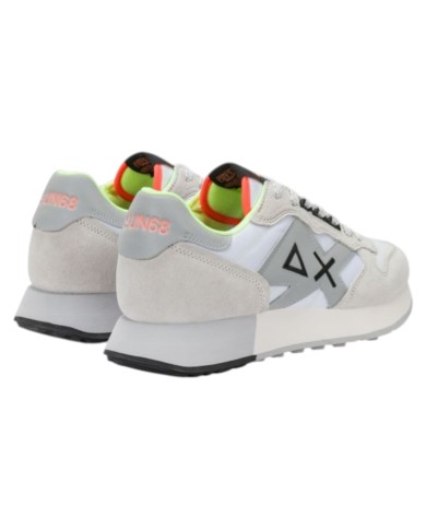 Sneakers Sun 68 Uomo Jaki 2.0 Fluo Δ X Leather Suede Nylon Bianco