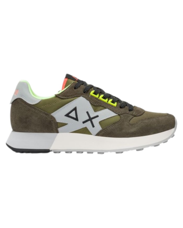 Sneakers Sun 68 Uomo Jaki 2.0 Fluo Δ X Leather Suede Nylon Militare