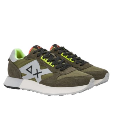 Sneakers Sun 68 Uomo Jaki 2.0 Fluo Δ X Leather Suede Nylon Militare