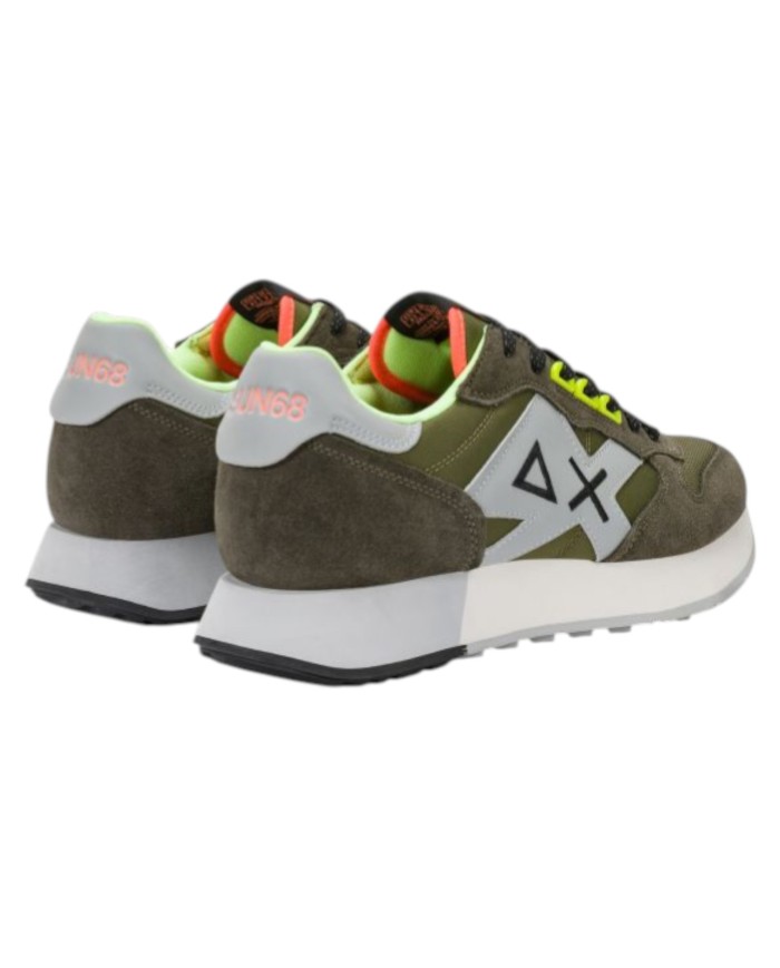 Sneakers Sun 68 Uomo Jaki 2.0 Fluo Δ X Leather Suede Nylon Militare
