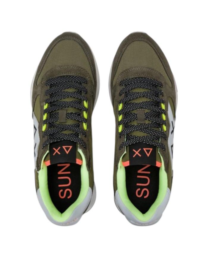 Sneakers Sun 68 Uomo Jaki 2.0 Fluo Δ X Leather Suede Nylon Militare