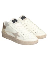 Sneakers Ama Brand Donna Slam Ama B Deluxe Leather White Taupe Glitter